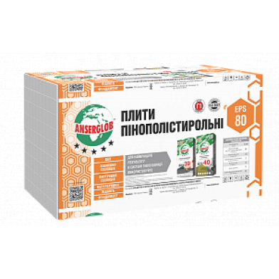 Anserglob EPS-80 - Пінопласт, 0,5*1м (20 мм)