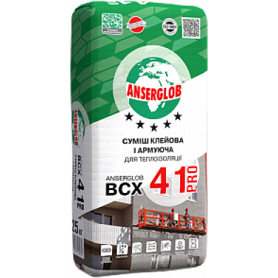 Клей Anserglob BCX-41 Pro - для пінопласту і мінеральної вати (25 кг)