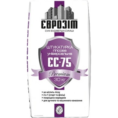 Штукатурка Еврозит ЕС-75 Premium, гипсовая универсальная, 30 кг