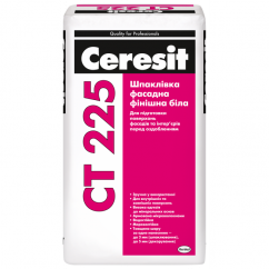 Ceresit СТ-225, шпаклевка цементная финишная для фасадов (до 5мм), 25 кг
