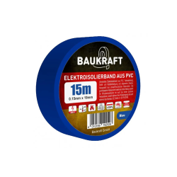 Ізоляційна стрічка ПВХ 0,15 мм×19 мм×15 м блакитна BAUKRAFT