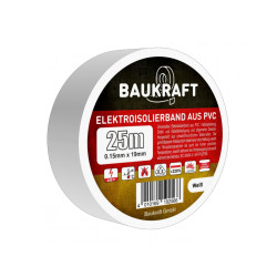 Ізоляційна стрічка ПВХ 0,15 мм×19 мм×25 м біла BAUKRAFT