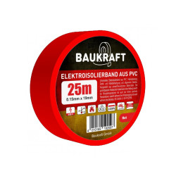 Ізоляційна стрічка ПВХ 0,15 мм×19 мм×25 м червона BAUKRAFT