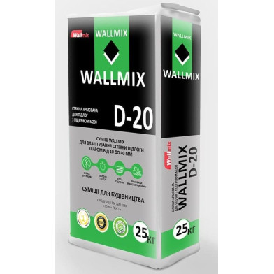 Wallmix D-20, стяжка цементна, 10-60 мм, 25 кг
