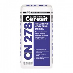 Ceresit CN-278, Стяжка цементная легковыравнивающаяся 15-50 мм, 25 кг