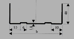 Поперечное сечение профиля UW для гипсокартона
